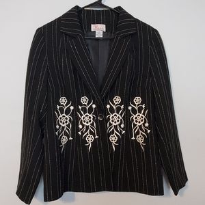 Black Striped and Floral Blazer Size 8 NWT